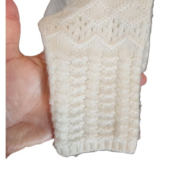 Vintage Portia Sweater Women's Size M White Knit Long Sleeve Button Pockets - Picture 8 of 12